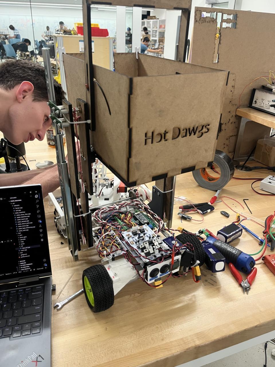 luca working on the robot